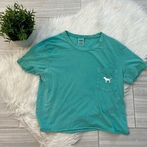 VS PINK Cropped Teal Campus Tee